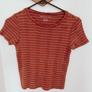 American Eagle orange ribbed stripe shirt